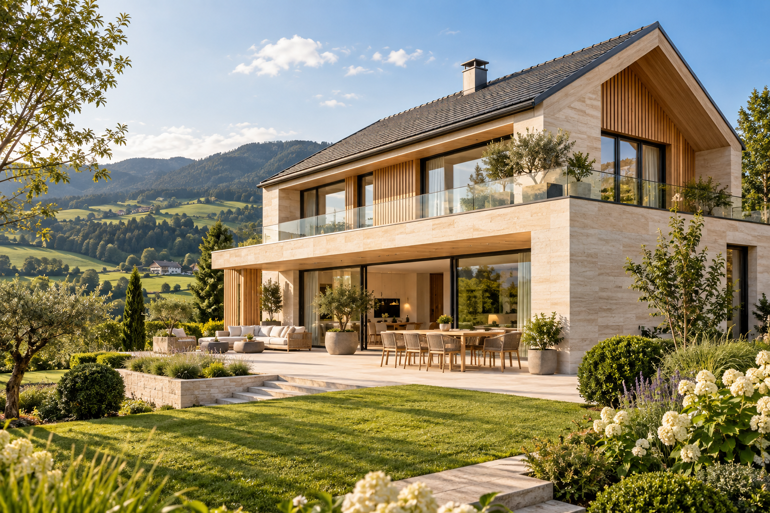 Moderne Villa mit Terrasse und Garten